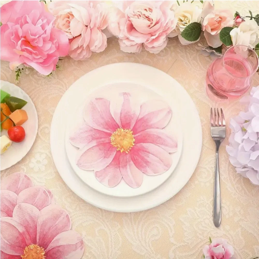 Pink Flower Shaped Decorative Party Luncheon Napkins, 20 ct